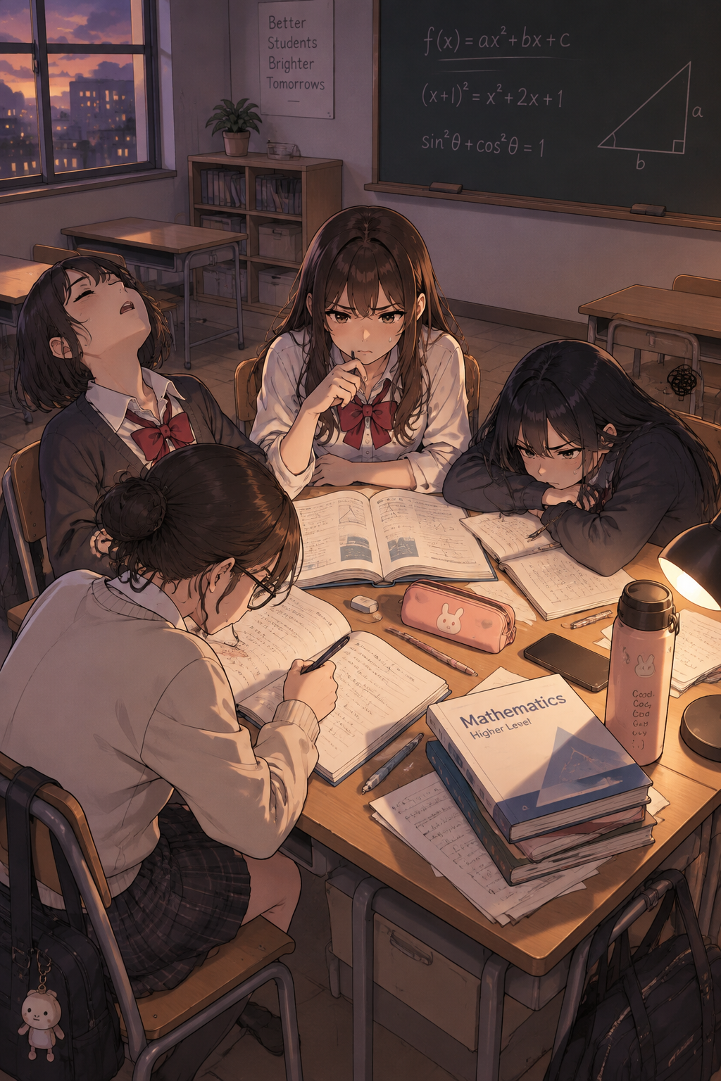 SCENE 1 — TUITION CLASS
Panel 1 — Establishing shot
A cozy evening tuition clas
