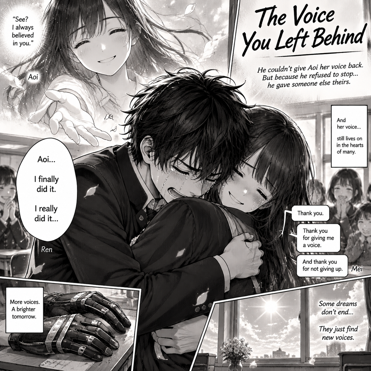 Create a deeply emotional Japanese manga-style one-shot chapter, cinematic and h